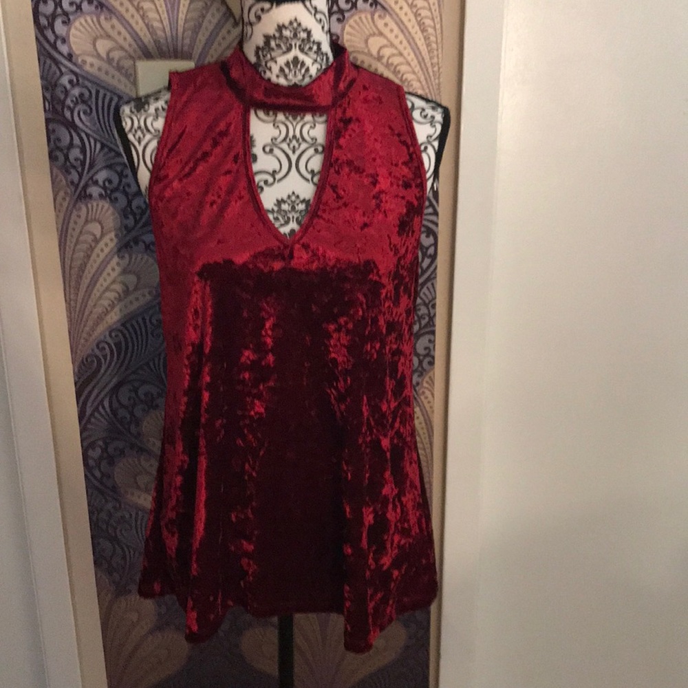 Red velvety blouse